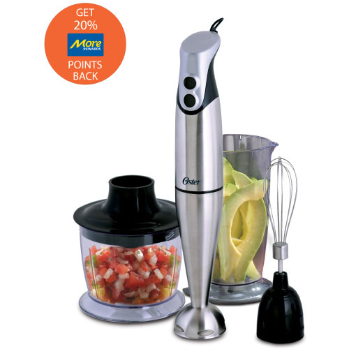 Oster 2 Speed Immersion Blender with Cup and Chopper, Stainless Steel