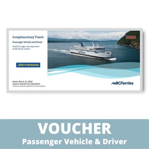 BC Ferries Travel Voucher - Passenger Vehicle & Driver Voucher, One Way Fare